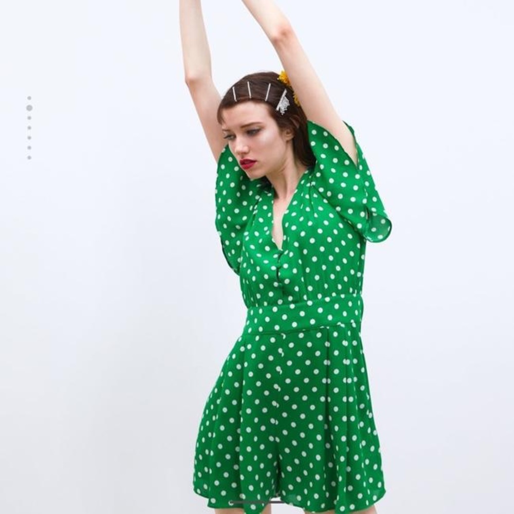 Zara Green Polka Dot Romper